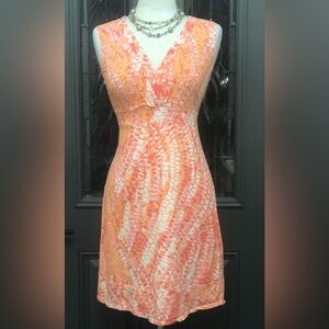 Calvin Klein Vibrant Orange and Pink Sleeveless Dress | Large